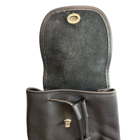 Vtg Coach Black Leather Backpack The‎ Daypack Style Rucksack Drawstring Mini - Picture 3 of 10